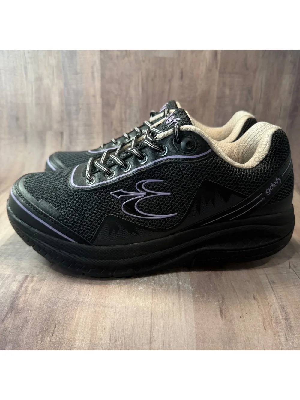 Gdefy Gravity Defyer Mighty Walk Shoes Women's 9 XW TB9024FLP-XW Black Purple